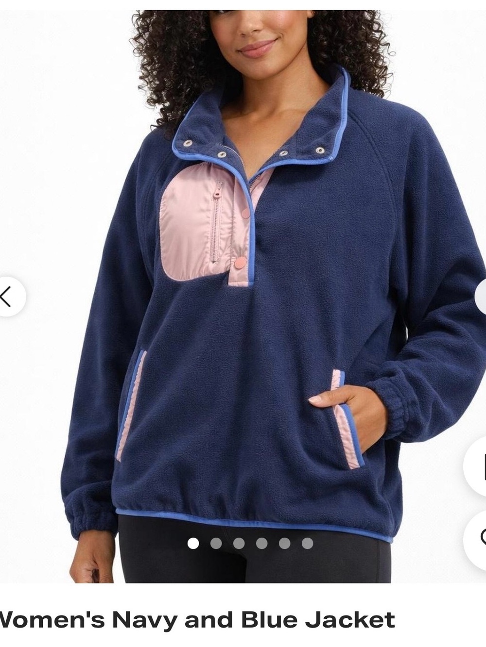 Navy Fleece Pullover with Pink Trim size small